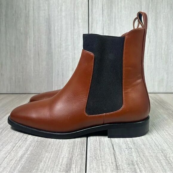 Everlane Chestnut Brown Square Toe Chelsea Boot Italian Leather Womens Size 5.5 - Picture 10 of 10